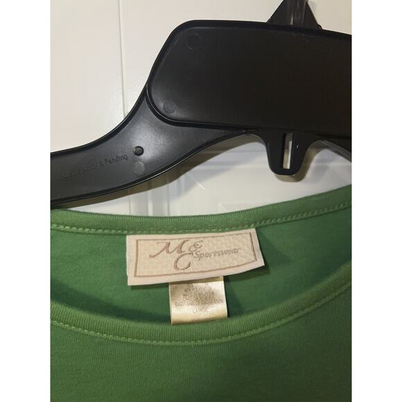 M&C sportswear green reindeer themed long sleeve shirt 3D fuzzy embroidered LG - Picture 3 of 4